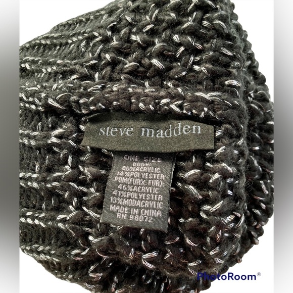 Steve Madden Lurex Boyfriend Pom Beanie - Picture 4 of 4